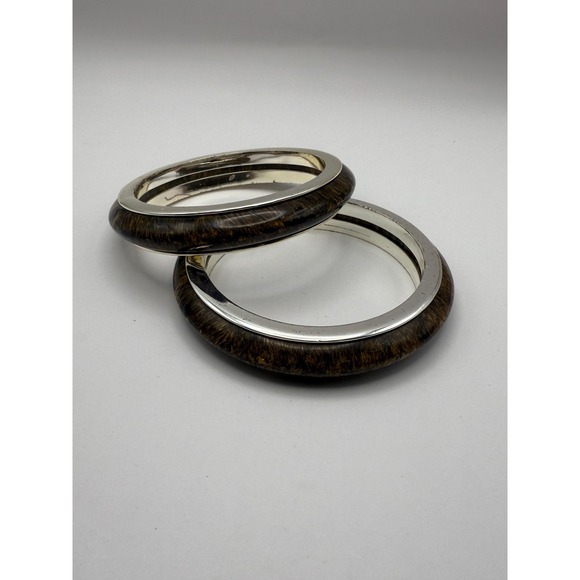 Jewelry - Vintage Silver Tone Faux Tortoiseshell Bracelet Set – Retro Statement Jewelry